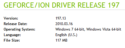 NVIDIA GeForce 197.13 drivers