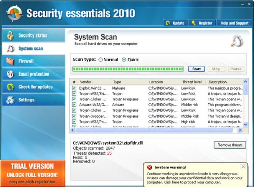 FAKE Antivirus: Security Essentials 2010