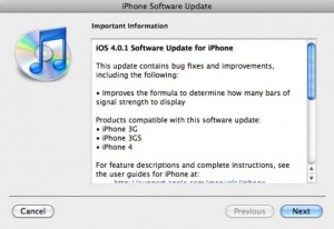 iOS 4.01 now available to iPhone owners